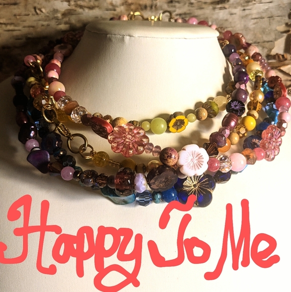 Happy To Me Purple Glass Crystal Gemstone Beads Collar Choker Necklace - Picture 8 of 8
